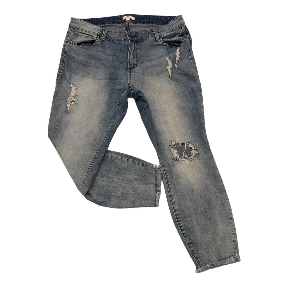 BP Women's Distressed Mid-Rise Skinny Jeans 33